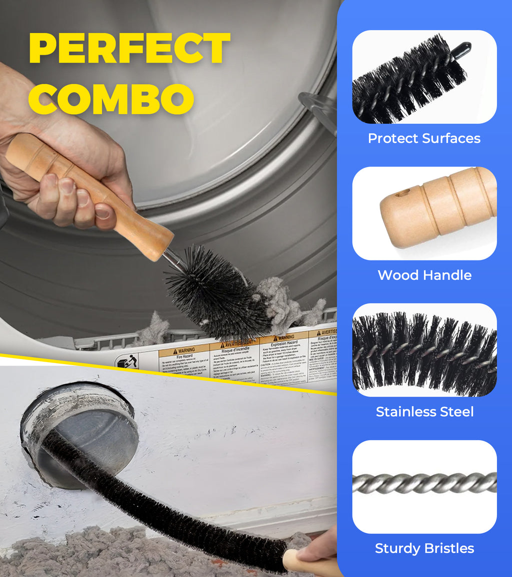 Dryer Lint Vacuum Attachment with Dryer Lint Remover Brush (Blue)