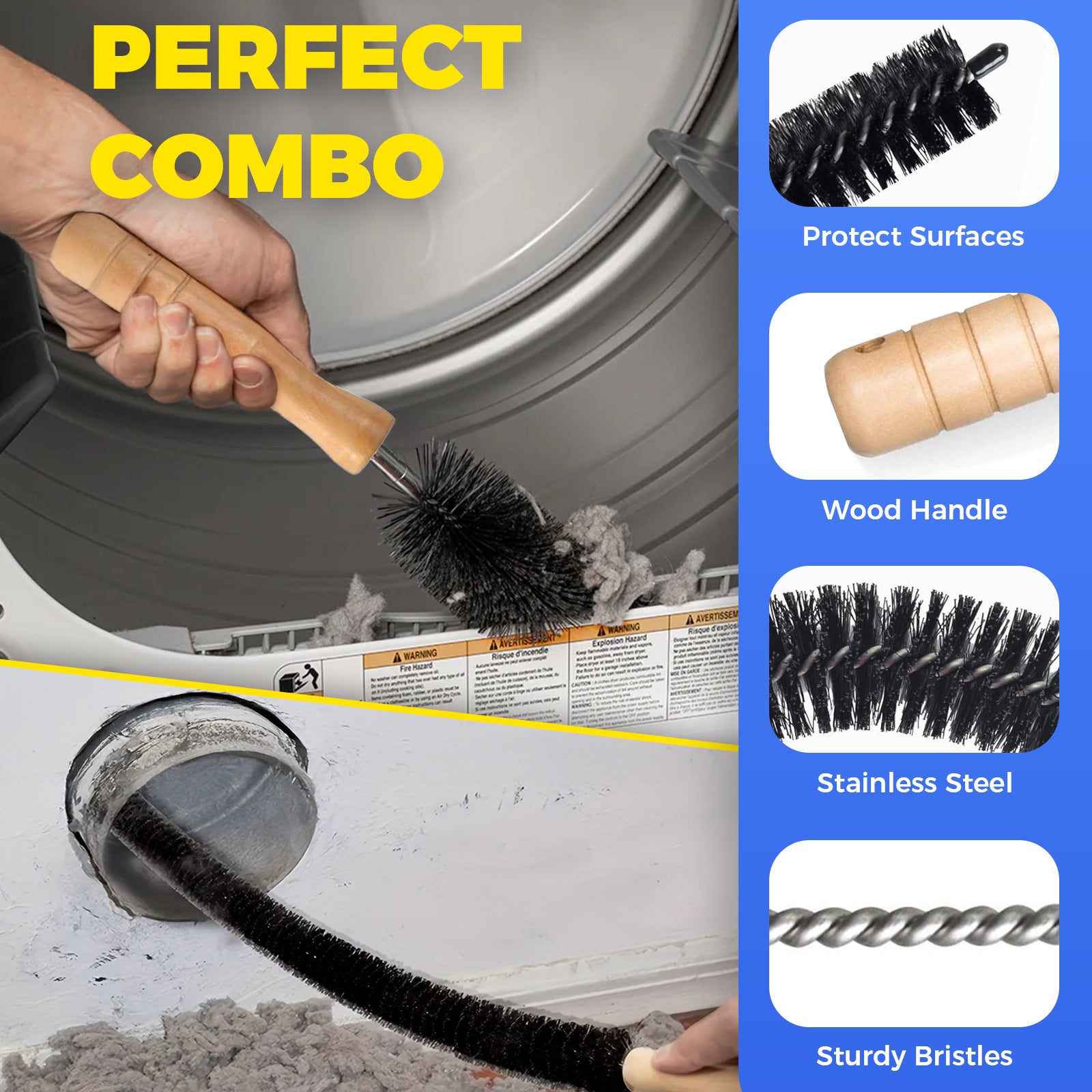 Dryer Lint Vacuum Attachment with Dryer Lint Remover Brush (Grey)