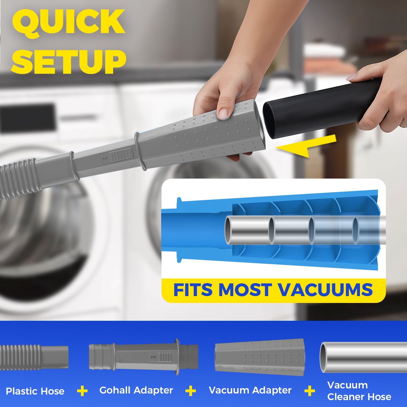 Dryer Lint Vacuum Attachment with Dryer Lint Remover Brush (Grey)